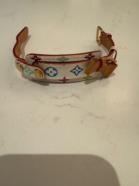 Louis Vuitton White Multicolor Monogram Bow Bracelet with Gold Hardware